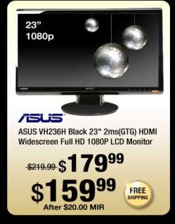   Black 23 inch 2ms(GTG) HDMI Widescreen Full HD 1080P LCD Monitor