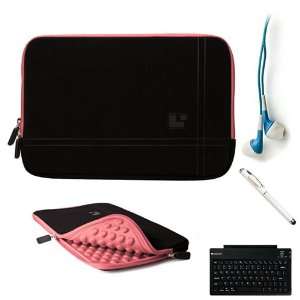  Black with Pink Edge and Rear Pocket Carrying Sleeve For ViewSonic 