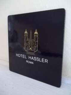 SET OF BLACK HOTEL COASTERS RITZ PARIS LONDON ROME NY  