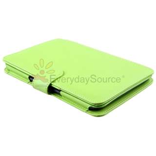 For Kindle 3 3G Keyboard Green+Light Blue Leather Folio Skin Case 