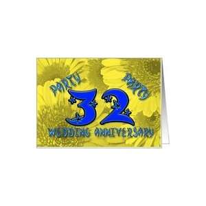  32nd Wedding anniversary party invitation with yellow 