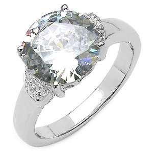   60 Carat Genuine White Cubic Zirconia Sterling Silver Ring Jewelry