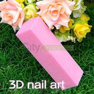 Pcs Buffer Sanding Block File Nail Art Acrylic Pink  