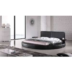  BENTLEY Modern Black & Red Leather Queen Size Bed