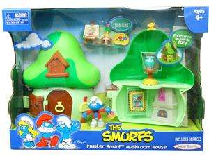    Smurfs Mushroom House Playset Painter Smurf Green
