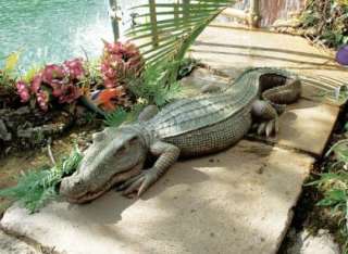 Florida Gator Alligator Sculpture Home Garden Pond Crocodile Outdoor 