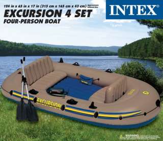   INTEX Excursion 4 Inflatable River/Lake Raft Set 078257683246  