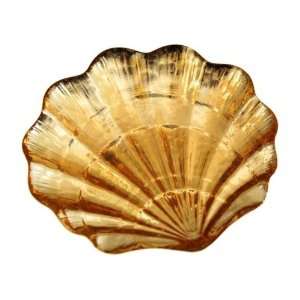 Glassware 50720120 Clam Handmade 8X8 in. Plate Set Of 4   Silver Amber 
