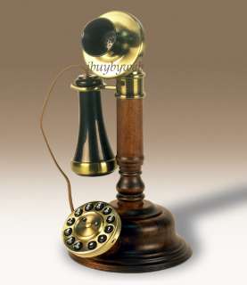 Nostalgic Retro Wooden Candlestick Phone Telephone NEW  