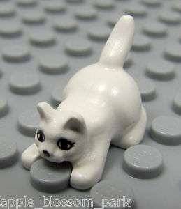 NEW Lego Minifig Pet Animal  Crouching WHITE KITTEN Cat  