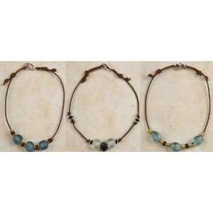  Anklets   Blue Recycled Glass (A) Curious Designs 