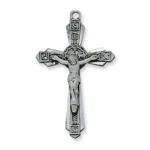 Antique Silver Crucifix Comes With 24 Chain In Gift Box Patron Saint 