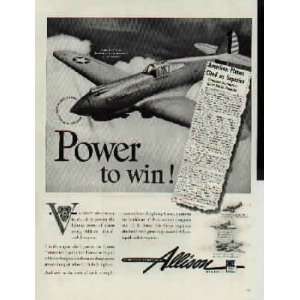  Power to Win U.S. Army Curtiss P 40 Warhawk Powered by 