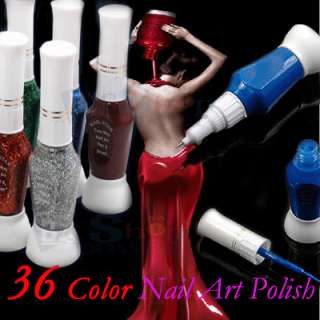 Way 36 Colors False Nail Art Brush Pen Varnish Polish 8ml/Bottle 