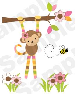 OWL TREE PINK BROWN GREEN FLOWER BEE BABY GIRL NURSERY WALL MURAL 