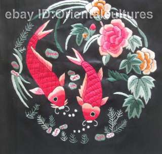 Chinese 100% Handmade Embroideryfishes flower circle  