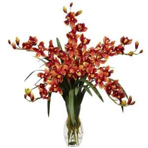   Orchid Silk Flower Arrangement Burgundy Colors   Silk Arrangement