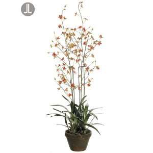  62 Artificial Potted Dancing Orange Orchid Flower