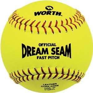  Worth 12 ASA Dream Seam Fastpitch Softball   Dozen Yellow 