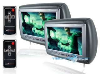 PAIR 10.2 TFT LCD CAR SCREEN MONITORS GRAY UNIVERSAL HEADREST PILLOW 