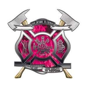   Serve Firefighter Decals with Axes Inferno Pink   28 h   REFLECTIVE
