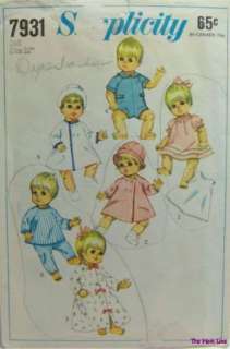 VTG Simplicity 14 Baby Doll Clothes Pattern 7931 Tiny Thumbelina 