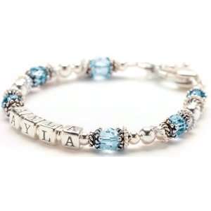   Baby Bracelet  Sterling Silver & March Birthstone Crystal Jewelry
