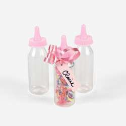 12 Mini Pink Bottles Baby Shower Party Supplies  