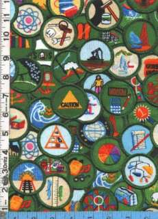 Fabric Kaufman GIRL SCOUTS RETRO merit badges packed  