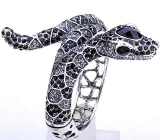 Black swarovski crystal cobra snake bangle bracelet 7  