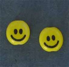 HAND PAINTED CERAMIC SMILEY FACE BEADS  