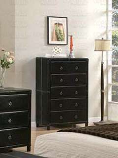 Black Vinyl Tall 5 Drawer Dresser Chest   C201265  