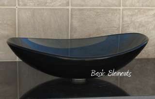 Bathroom Oval Clear Black Glass Vessel Vanity Sink TB5  