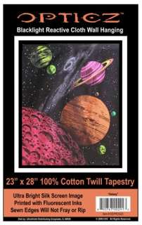 Blacklight Tapestry Wall Hanging  Stars and Planets 890747002913 