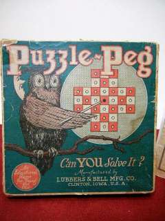 VINTAGE PUZZLE PEG BOARD GAME IN BOX 1922  