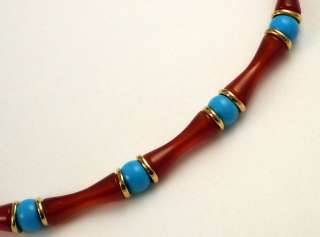 ROBERT LEE MORRIS Unusual Agate Turquoise Brass Bead Necklace  