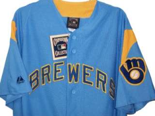Milwaukee BREWERS MLB Throwback JERSEY by Majestic Size Large L NWT 