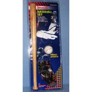  Deluxe Baseball Hitting Glove, Hat, Bat, Ball Sport Set 