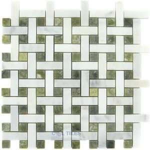 Bergammo   basketweave marble emberta sassari mosaic tile in flora