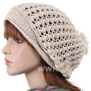 Stylish Crochet Knit Beanie Hat Winter Cap Khaki be652k  