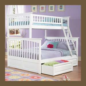 Girls White Bunk Bed Twin over Full storage or trundle  