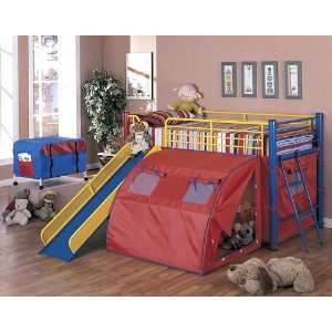 Coaster Bunk Bed with Slide and Tent, Multicolor 