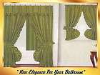 shower curtain set GREEN fabric double swag curtains & vinyl liner 