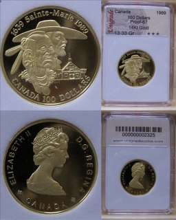 CANADA $100 GOLD COIN 14K 1989 * SAINTE MARIE *  