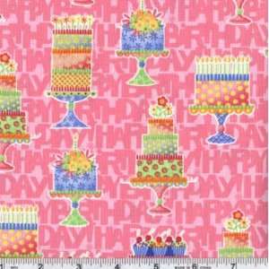   Birthday Cakes Pink Fabric By The Yard Arts, Crafts & Sewing