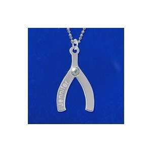   Sterling Silver Wishbone Necklace with Swarovski Birthstones Jewelry