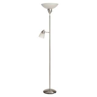 Floor Lamp with Reading Light and Glass/Steel Shades product details 