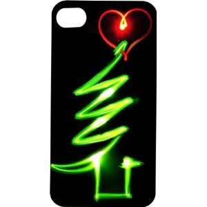 Black Hard Plastic Case Custom Designed Neon Christmas Tree iPhone 