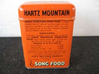 Vintage Hartz Mountain Song Food Bird Tin  