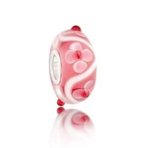 Bling Jewelry Red Flower Murano Glass Bead 925 Sterling Silver Pandora 